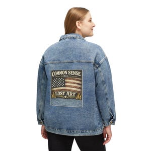 Denim Jacket | Common Sense is a Lost Art - Back Print Graphic Jean Jacket, Unisex