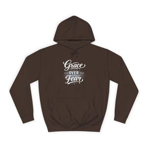 Grace Over Fear Hoodie | Lamb with Cross Illustration, Christian Faith Sweatshirt | God's strength | Gift for christian's image 2