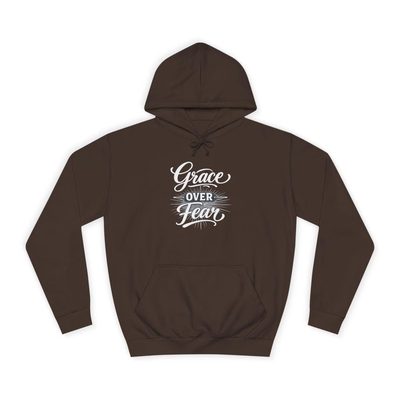 Grace Over Fear Hoodie | Lamb with Cross Illustration, Christian Faith Sweatshirt | God's strength | Gift for christian's image 2