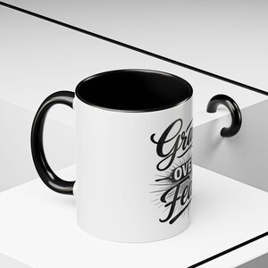Grace Over Fear Coffee Mug | 11oz or 15oz Accent Mug/ Christian Faith/ god's love/ Faith/ Bravery/ Lord's protection afbeelding 6