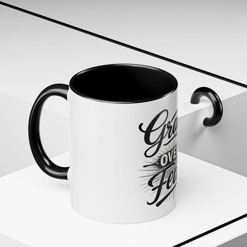 Grace Over Fear Coffee Mug | 11oz or 15oz Accent Mug/ Christian Faith/ god's love/ Faith/ Bravery/ Lord's protection afbeelding 6