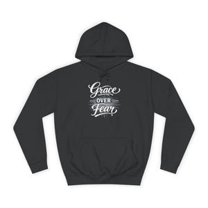 Grace Over Fear Hoodie | Lamb with Cross Illustration, Christian Faith Sweatshirt | God's strength | Gift for christian's image 8