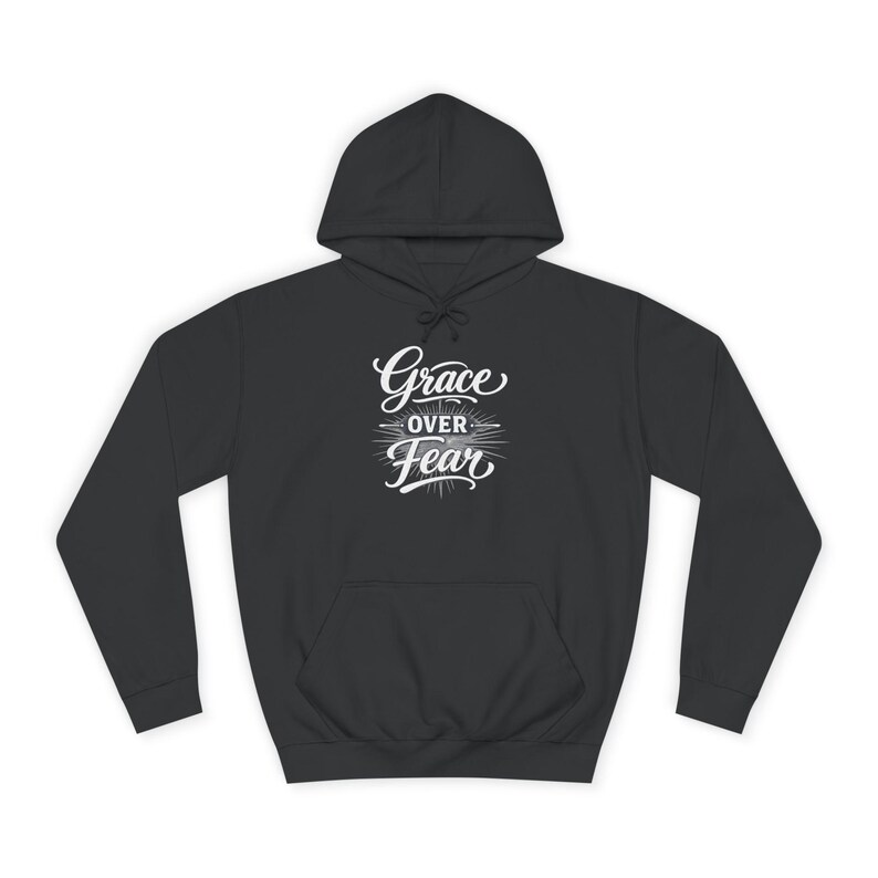 Grace Over Fear Hoodie | Lamb with Cross Illustration, Christian Faith Sweatshirt | God's strength | Gift for christian's image 8