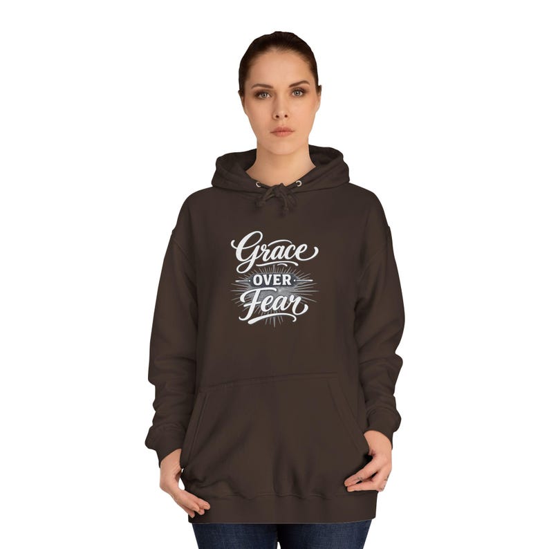 Grace Over Fear Hoodie | Lamb with Cross Illustration, Christian Faith Sweatshirt | God's strength | Gift for christian's image 20