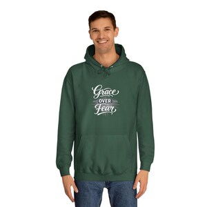 Grace Over Fear Hoodie | Lamb with Cross Illustration, Christian Faith Sweatshirt | God's strength | Gift for christian's image 1