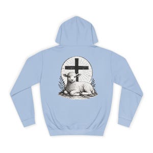 Grace Over Fear Hoodie | Lamb with Cross Illustration, Christian Faith Sweatshirt | God's strength | Gift for christian's image 15