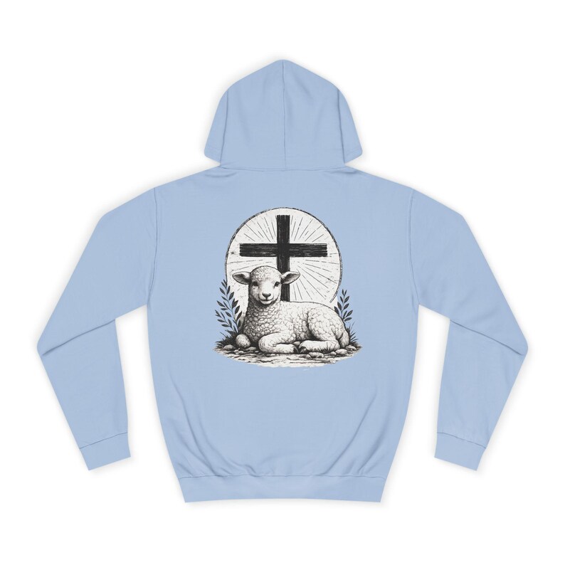 Grace Over Fear Hoodie | Lamb with Cross Illustration, Christian Faith Sweatshirt | God's strength | Gift for christian's image 15