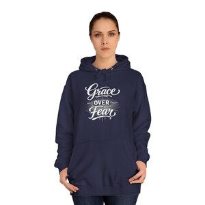 Grace Over Fear Hoodie | Lamb with Cross Illustration, Christian Faith Sweatshirt | God's strength | Gift for christian's image 19