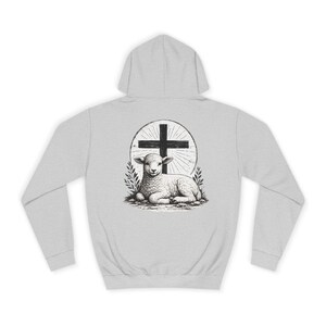 Grace Over Fear Hoodie | Lamb with Cross Illustration, Christian Faith Sweatshirt | God's strength | Gift for christian's image 7