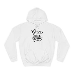 Grace Over Fear Hoodie | Lamb with Cross Illustration, Christian Faith Sweatshirt | God's strength | Gift for christian's image 3