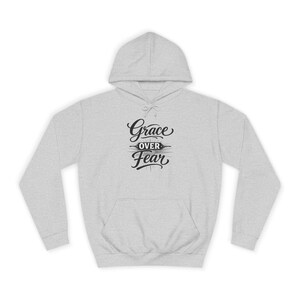 Grace Over Fear Hoodie | Lamb with Cross Illustration, Christian Faith Sweatshirt | God's strength | Gift for christian's image 6