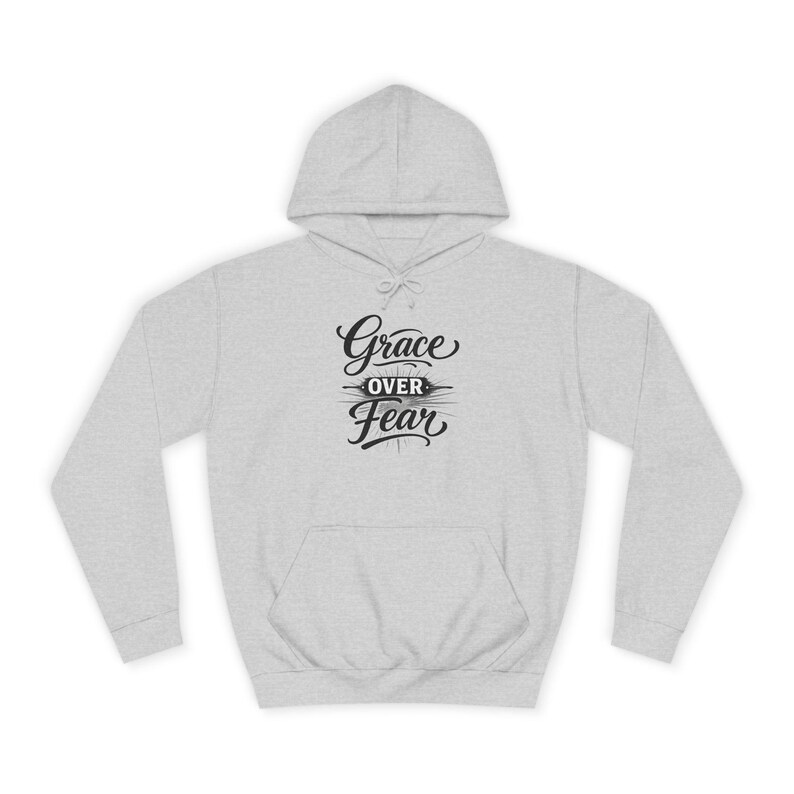 Grace Over Fear Hoodie | Lamb with Cross Illustration, Christian Faith Sweatshirt | God's strength | Gift for christian's image 6