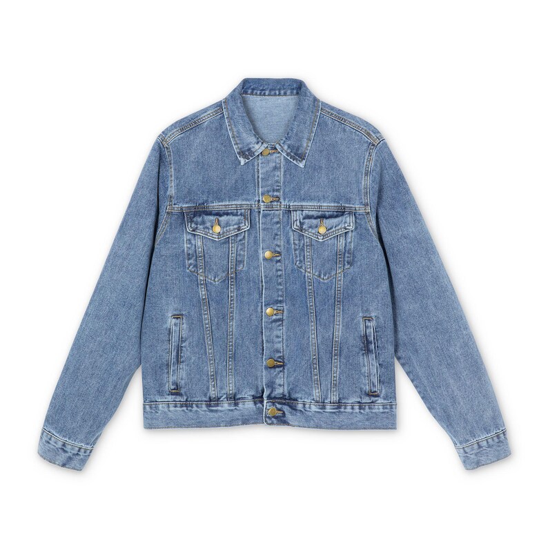 Giacca di jeans / Non mi vergogno del Vangelo - Stampa grafica sul retro, unisex immagine 5
