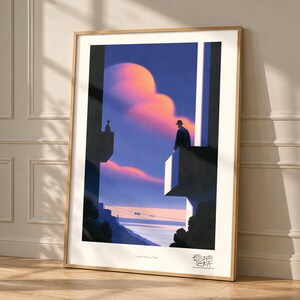 Uniform Balcony Vigil art print, framed, in a second room setting