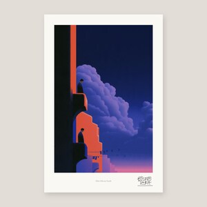 Full view of the Silent Balcony Parade print with its white gallery margin