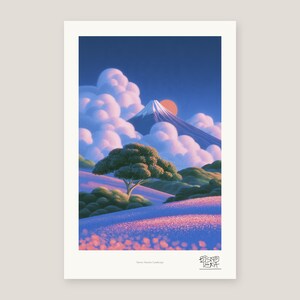 Full view of the Snowy Sunrise Landscape print with its white gallery margin