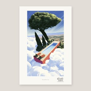 Full view of the Skyward Water Oasis print with its white gallery margin