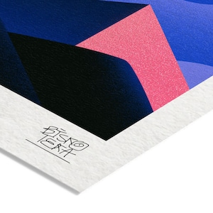 Close-up of the printed signature on the fine-art giclée paper of the Serene Buddha print