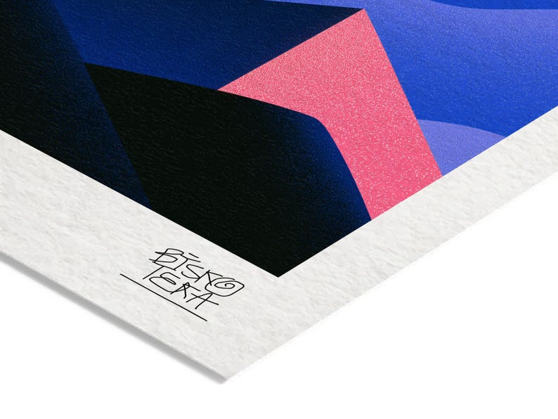 Close-up of the printed signature on the fine-art giclée paper of the Serene Buddha print