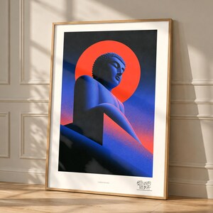 Golden Serenity art print, framed, in a second room setting