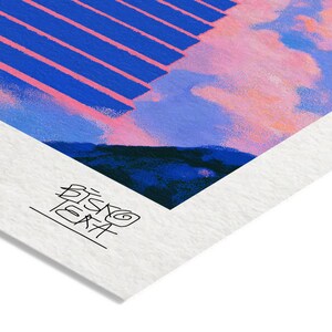 Close-up of the printed signature on the fine-art giclée paper of the Cloudborne Staircase Portal print