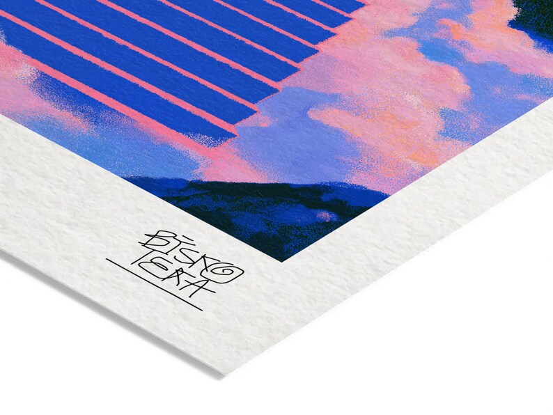 Close-up of the printed signature on the fine-art giclée paper of the Cloudborne Staircase Portal print