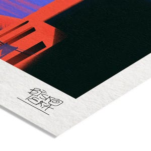 Close-up of the printed signature on the fine-art giclée paper of the Balcony Echoes print