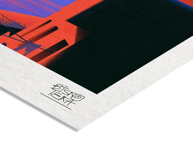 Close-up of the printed signature on the fine-art giclée paper of the Balcony Echoes print