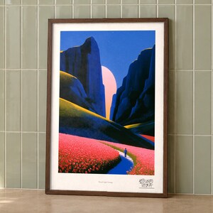 Floral Light Passage art print on a wall, room view