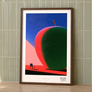 Apple Room Surreal art print on a wall, room view