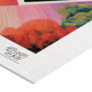Close-up of the printed signature on the fine-art giclée paper of the Ultraviolet Dreamscape print