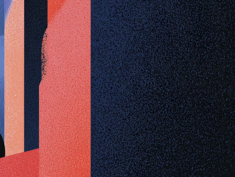 Close-up detail of the Balcony Figures Languid giclée print