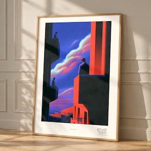 Balcony Echoes art print, framed, in a second room setting