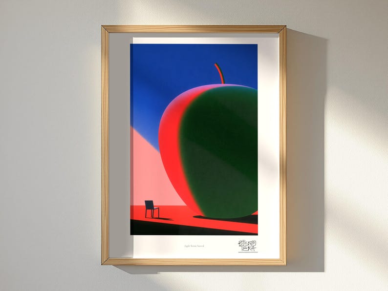 Apple Room Surreal art print, framed, in a second room setting