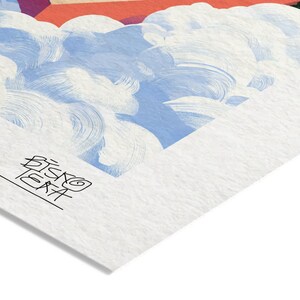 Close-up of the printed signature on the fine-art giclée paper of the Skyward Water Oasis print