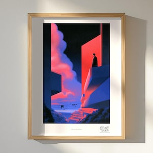 Balcony Men Mosaic art print, framed, shown in a styled room