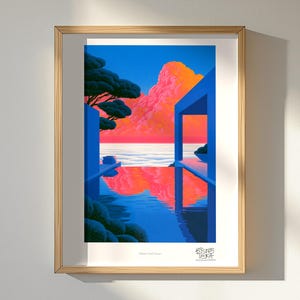 Infinity Cloud Terrace art print, framed, shown in a styled room
