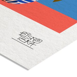 Close-up of the printed signature on the fine-art giclée paper of the Blooming Ceramic Vessel print