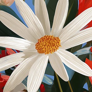 Close-up detail of the Blooming Ceramic Vessel giclée print