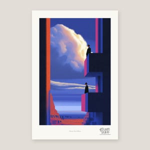 Full view of the Balcony Men Stillness print with its white gallery margin
