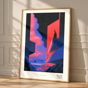 Balcony Men Mosaic art print, framed, in a second room setting