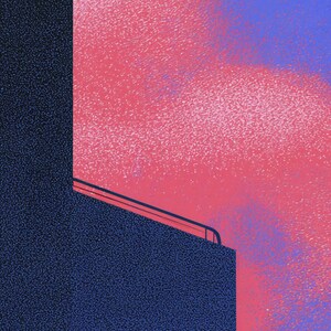 Close-up detail of the Balcony Men Mosaic giclée print
