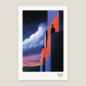Full view of the Balcony Figures Languid print with its white gallery margin