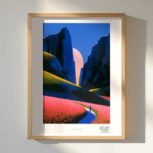 Floral Light Passage art print, framed, shown in a styled room