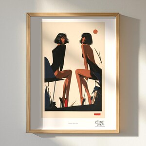 Negative Space Duo art print, framed, in a second room setting