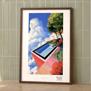 Ultraviolet Dreamscape art print on a wall, room view
