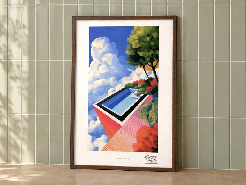 Ultraviolet Dreamscape art print on a wall, room view