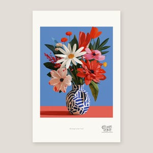 Full view of the Blooming Ceramic Vessel print with its white gallery margin