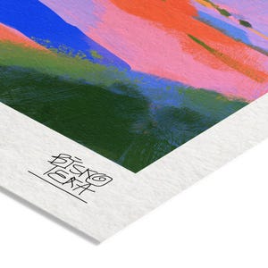 Close-up of the printed signature on the fine-art giclée paper of the Pastel Rural Journey print