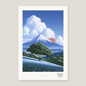 Full view of the Mountain Sun Meadow print with its white gallery margin
